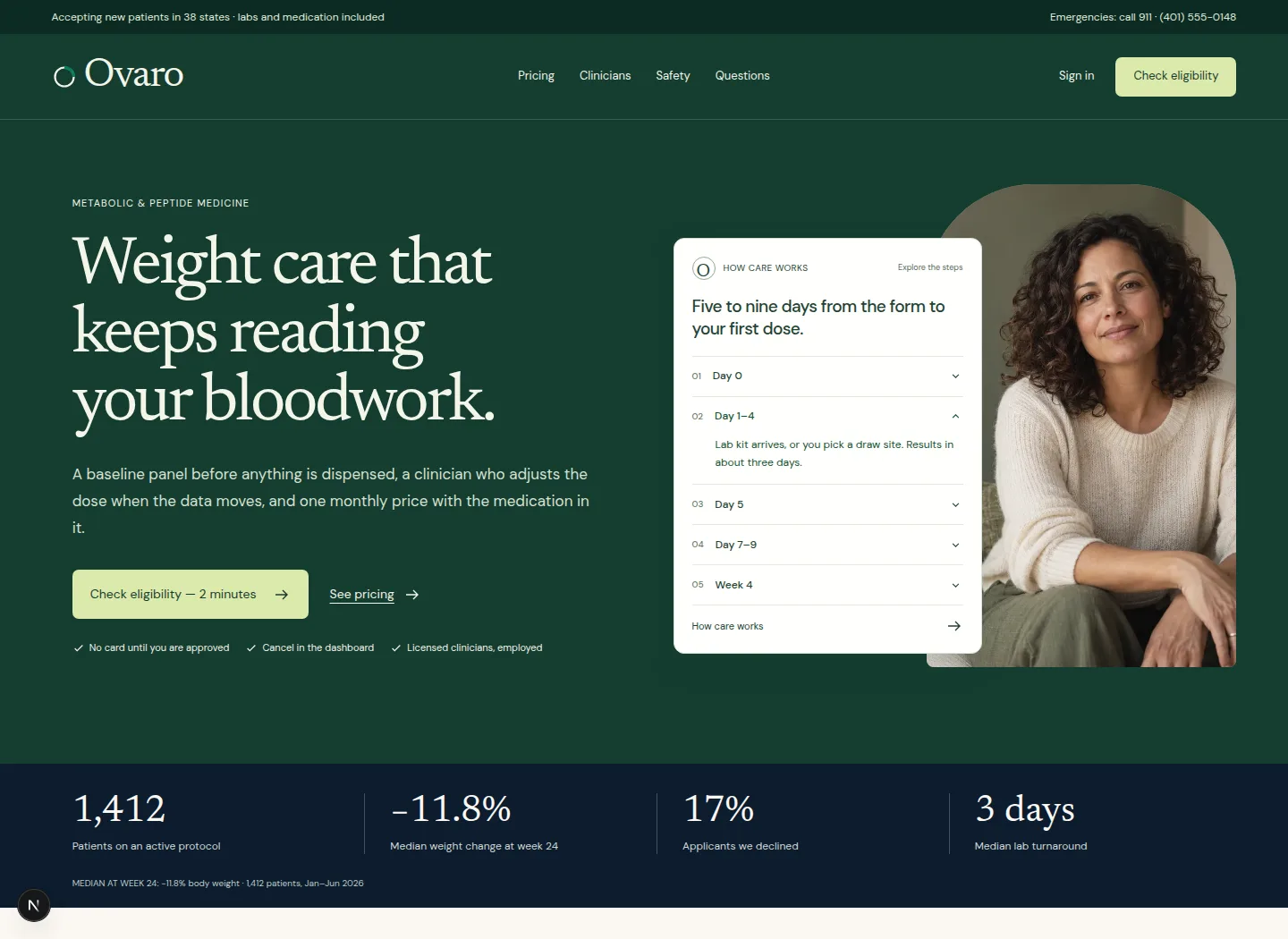 Forest / considered: desktop announcement, navigation, and hero design