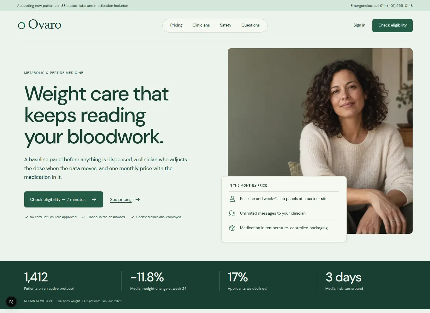 Mint / precise: desktop announcement, navigation, and hero design